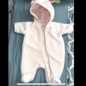 100% Authetic Ralph Lauren Newborn Baby Girl's Bear-Ear Faux-Shearling Footie
